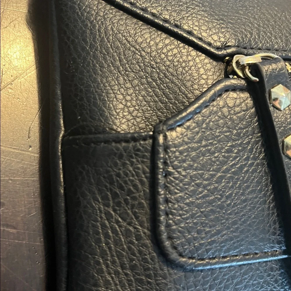 Nicole by Nicole Miller Black Leather Crossbody Bag with Strap